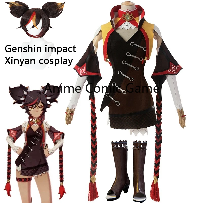 

Аниме Genshin Impact Косплей XINYAN косплей костюм игры Genshin ударопрочный костюм для женщин костюм на Хэллоуин сексуальный наряд полный комплект