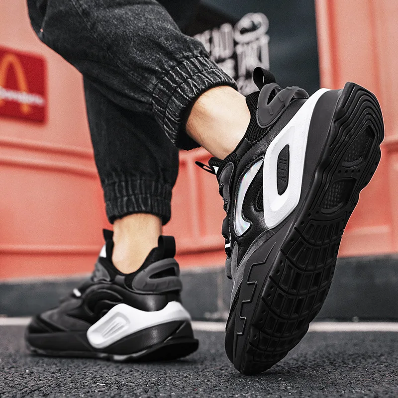 

2021Four Seasons New Trends ins Leisure Sports Shoes Personalized Fashion Thick-soled Color Matching Breathable Mesh Men's Shoes