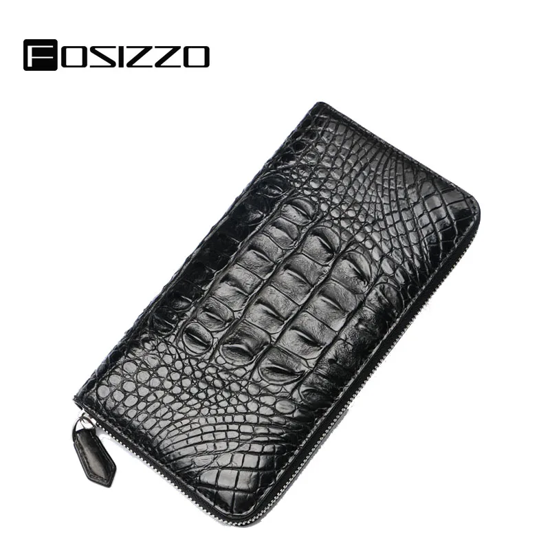 FOSIZZO Men Wallet Genuine Leather 100% Luxury Crocodile Alligator Long Wallet For Men With Credit Card Holder Coin Purse FS3016