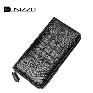 fosizzo men wallet genuine leather 100 luxury crocodile alligator long wallet for men with credit card holder coin purse fs3016 free global shipping