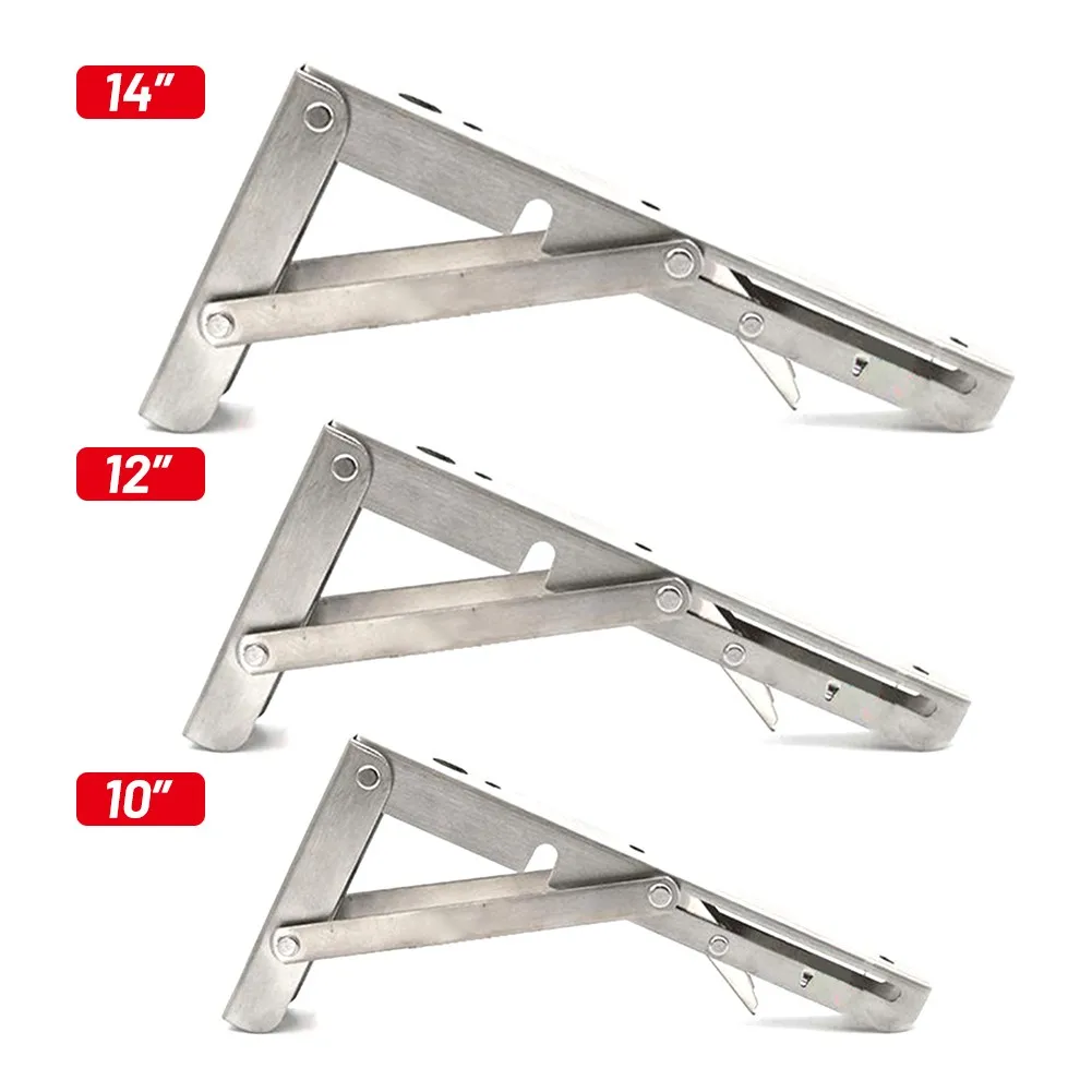 

Pack Of 2 Stainless Steel Collapsible Wall Mounted Folding Shelf Brackets ////////////////////////////