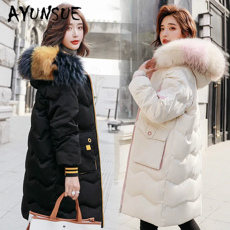 Пуховик AYUNSUE пальто на белом утином пуху Корейская пуховая куртка зимнее с