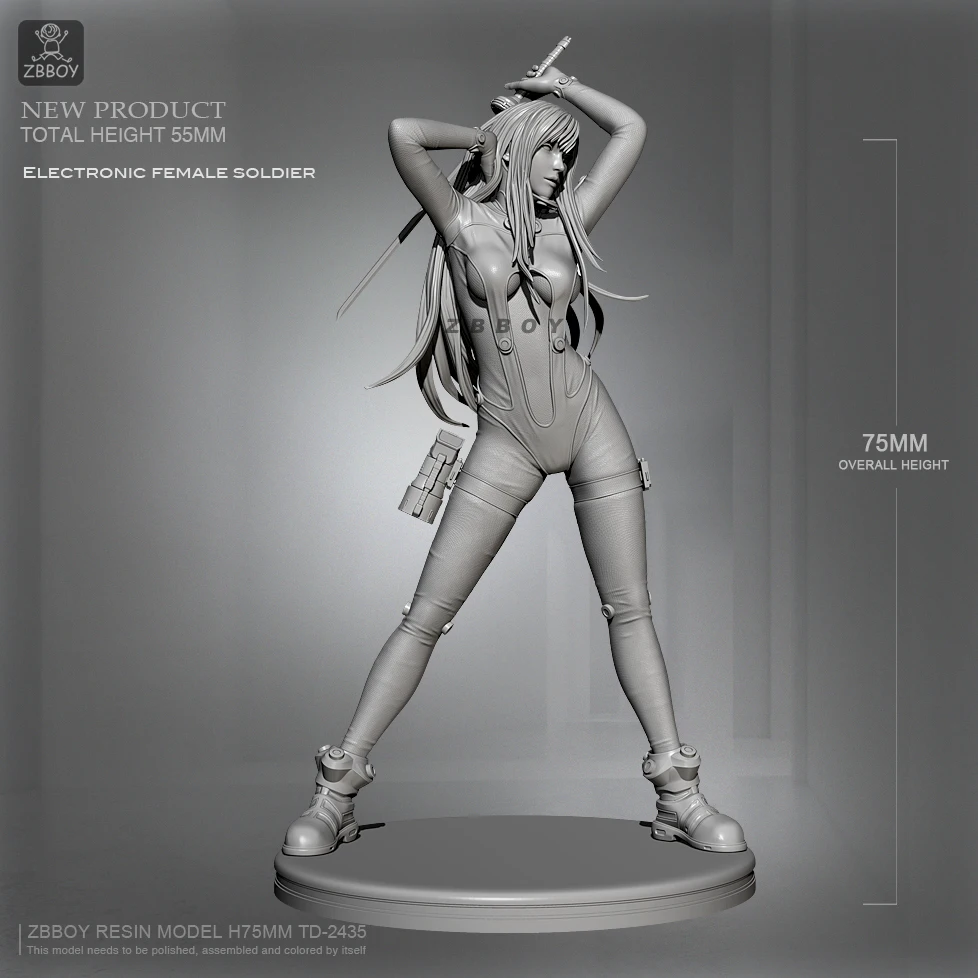 

H75mm Resin figure model kits Future female warrior self-assembled TD-2435