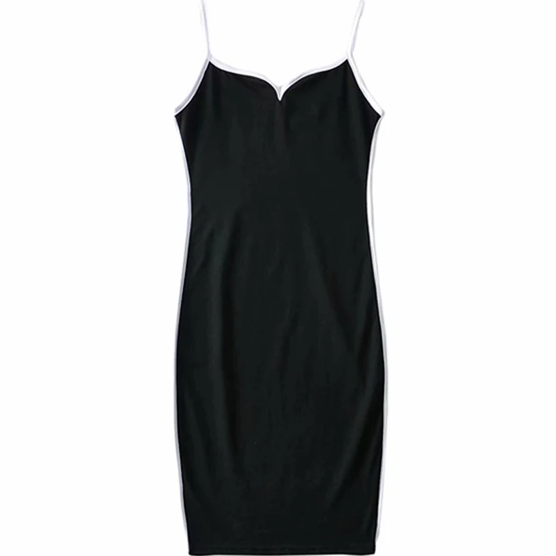 

Girl's Sports Style Suspender Dress American Street Sexy Sheath Suspender Dress Retro White Edge Color Matching Bottoming Skirt