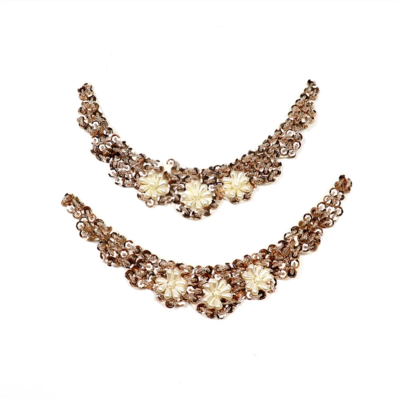 

Exquisite Glitter Handmade Embroidered Beads Sequins Decorative Lace Collar Patch Blouse Garment DIY Sewing Appliques Supplies