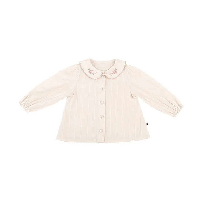 

Korean Newborn Baby Girl Blouse Fall Winter Peter Pan Toddler Girls Long Sleeve Basic Blouses Kids Cotton Tops Baby Girl Clothes