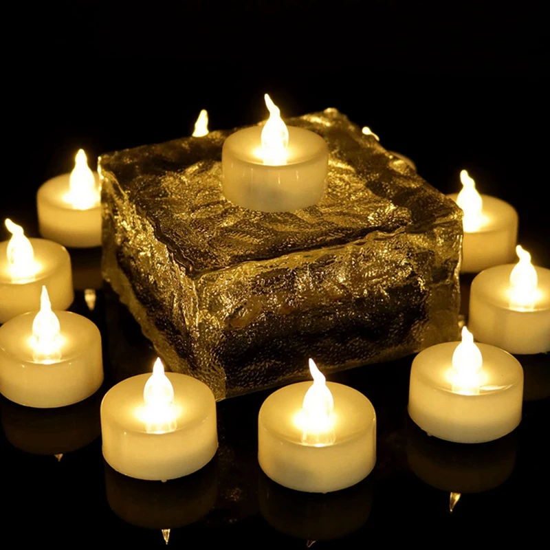 

Big deal 12Pcs Remote Control Tea Lights Flickering & 2PCS New Imitated Rattan Round Basket Home Desktop Fruit Basket