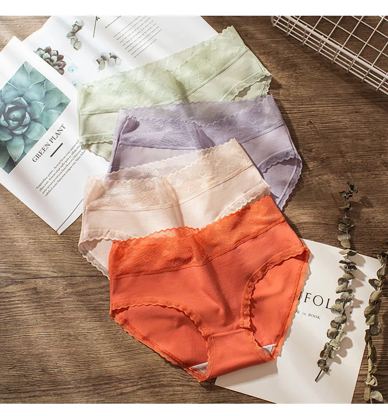 8pcs Women's panties cotton high quality low waist lace female underwear girly cute briefs soft Lingerie