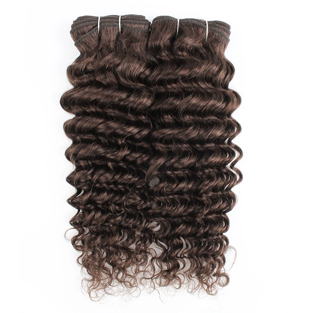 Kisshair color #2 deep wave hair bundles 3/4 pcs darkest brown Peruvian  human hair extension 10 to 24 inch remy weft hair