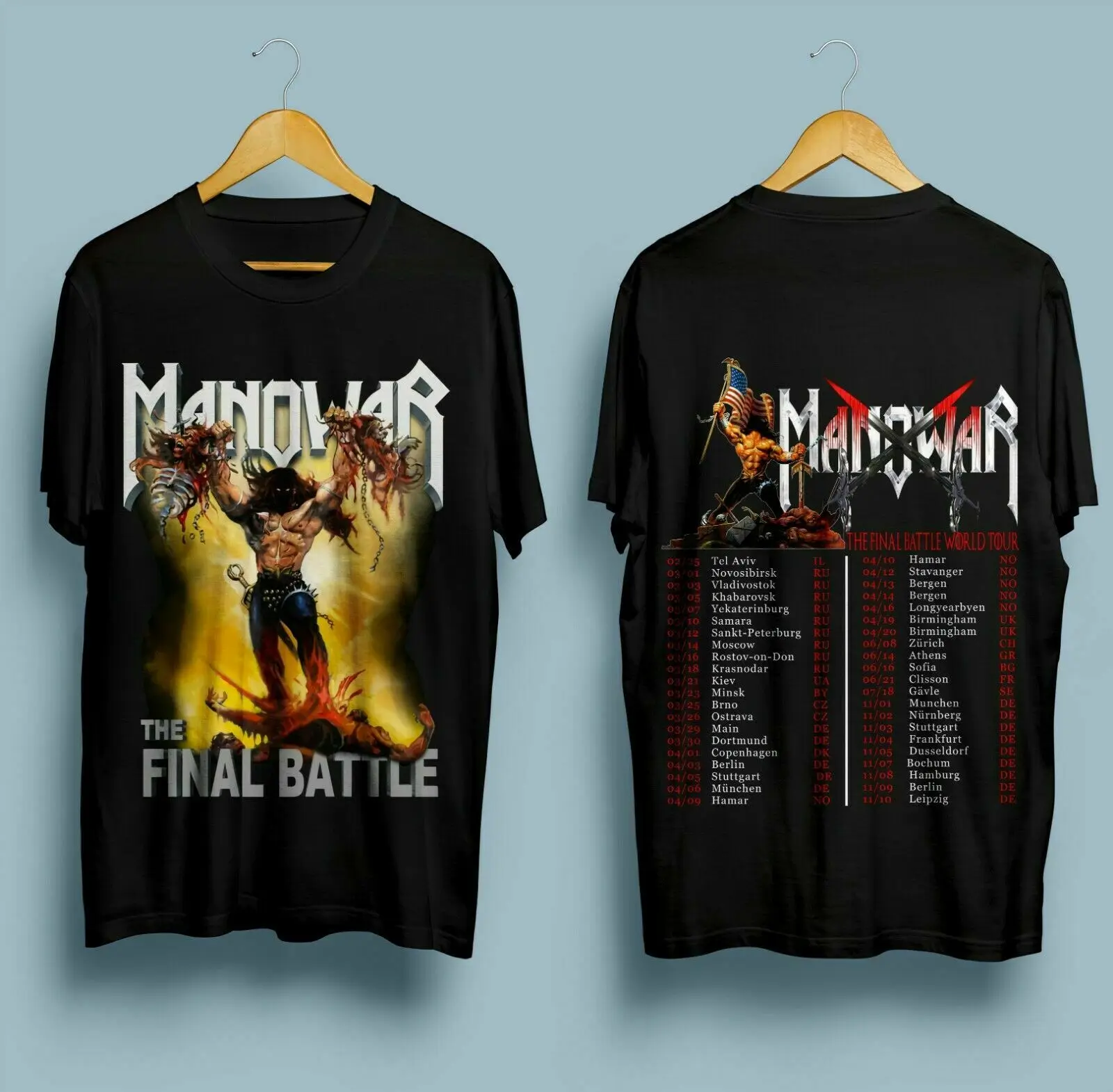 Новинка футболка Manowar последнего мирового турнира 2019 черная размер S 2XL Летний