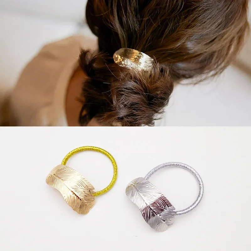 Модные резинки для волос 2020 эластичные в стиле ретро из сплава с листьями повязка