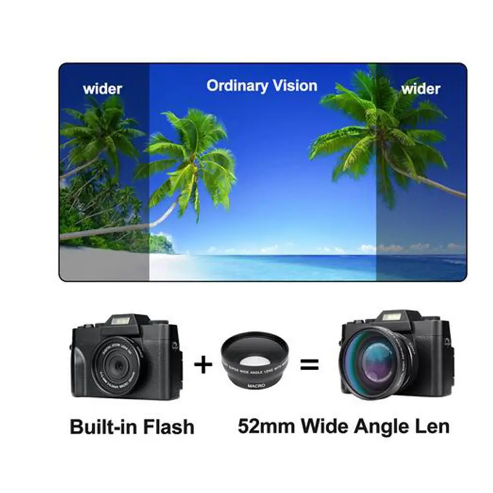 

4K Digital Camera Video Vlogging Camcorder for YouTube WIFI Portable Handheld 16X Digital Zoom 30MP HD Nightvision Selfie Camera