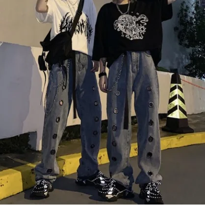 Брюки с широкими штанинами для мужчин и женщин популярные уличные брюки