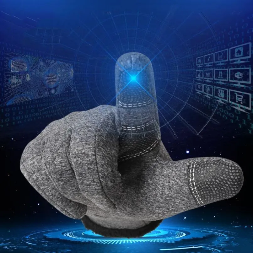 

INDJXND Winter Knitted Wool Touched Screen Gloves Men Warm Plush Lining Full Finger Sport Cycling Gloves Mittens Guantes Women