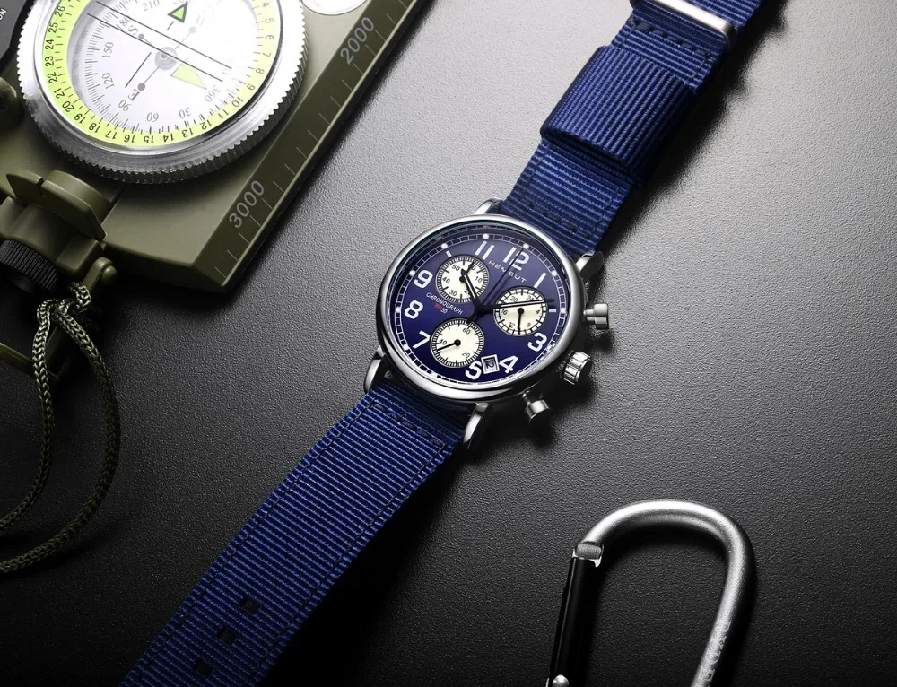 

Men's Fashion Sports Watch Luminous Hand Chronograph Complete Calendar Automatic Date Stainless Steel Quartz Watch for Men