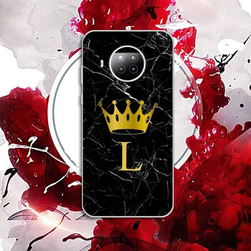 

Phone Case Transparent for Xiaomi mi Redmi note 10 t 8 9 pro lite 11 Samsung S 8 9 10 20 name Letter Black Marble Gold crown