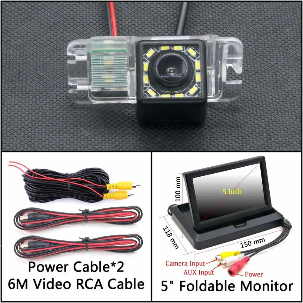 Cam N 5 inch Fold 12 Светодиодный фонарь Автомобильная камера заднего вида для Ford Focus 2 Mondeo C-Max S-Max Galaxy Fiesta Kuga EcoSport водонепроницаемый парковочный резервный - Название цвета: Cam N 5 inch Fold