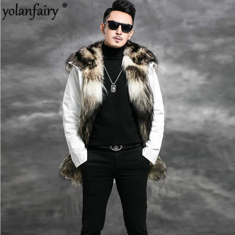 Мужская зимняя куртка с подкладкой из натурального кроличьего меха размеры до