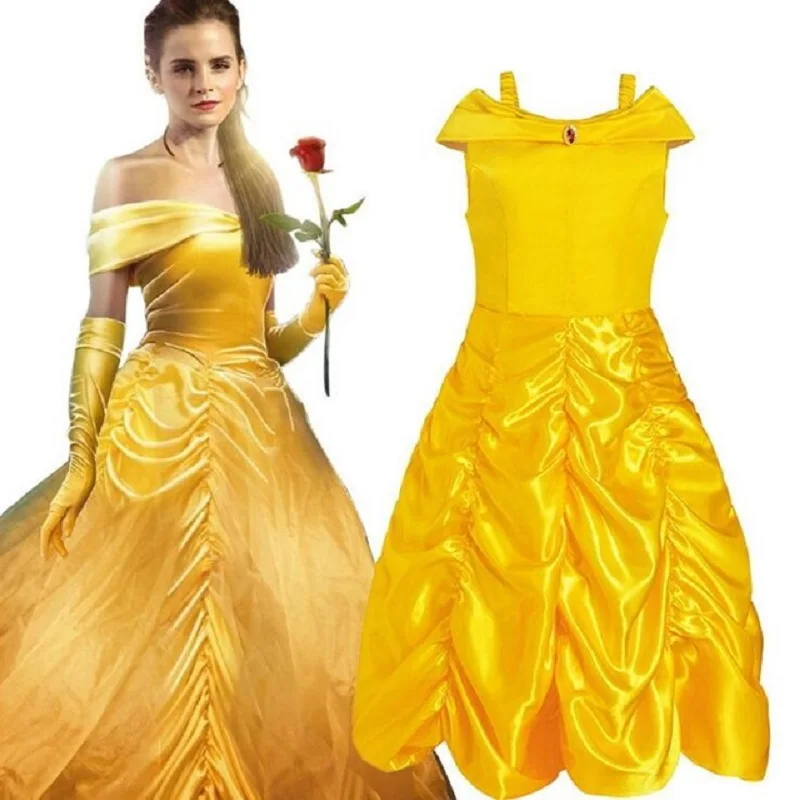 2017 Kids Girl Beauty and beast cosplay carnival costume kids belle princess dress for Christmas Halloween Dress For Girls 3-10y | Детская