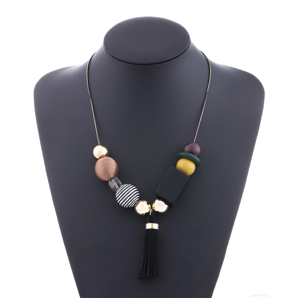 Ожерелья и кулоны с кисточками для женщин деревянные ожерелья массивное