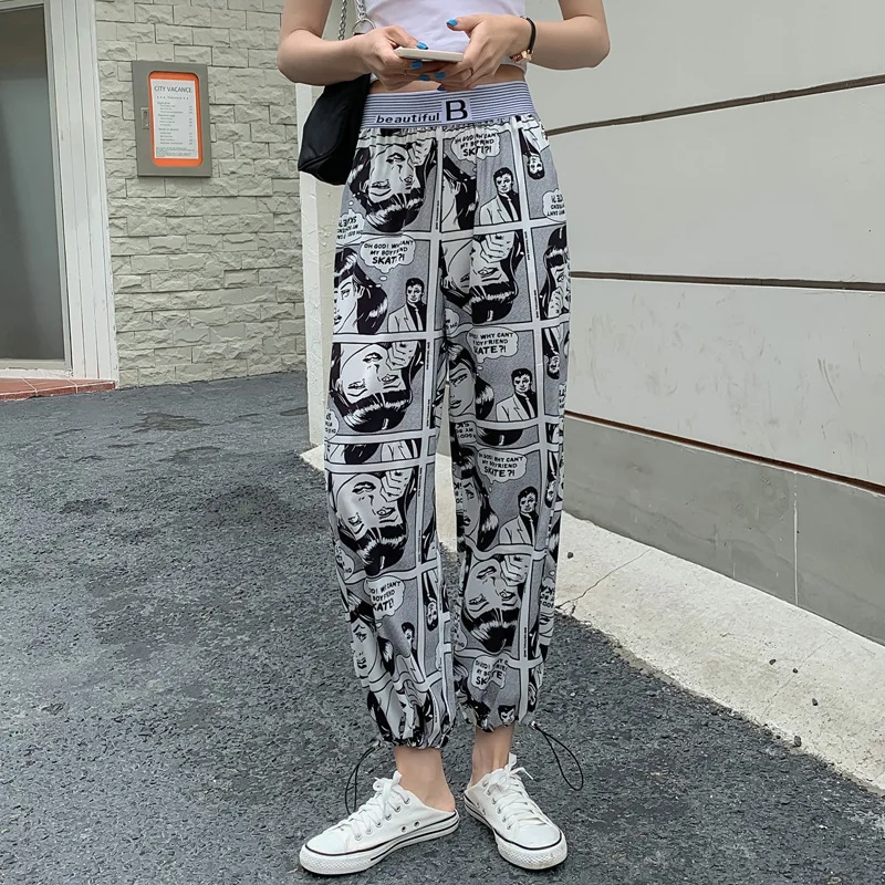 

Fashion Brand Women Cartoon Pants 2021 Summer Women High Waist Straight Pants Female Vintage Pants Z730