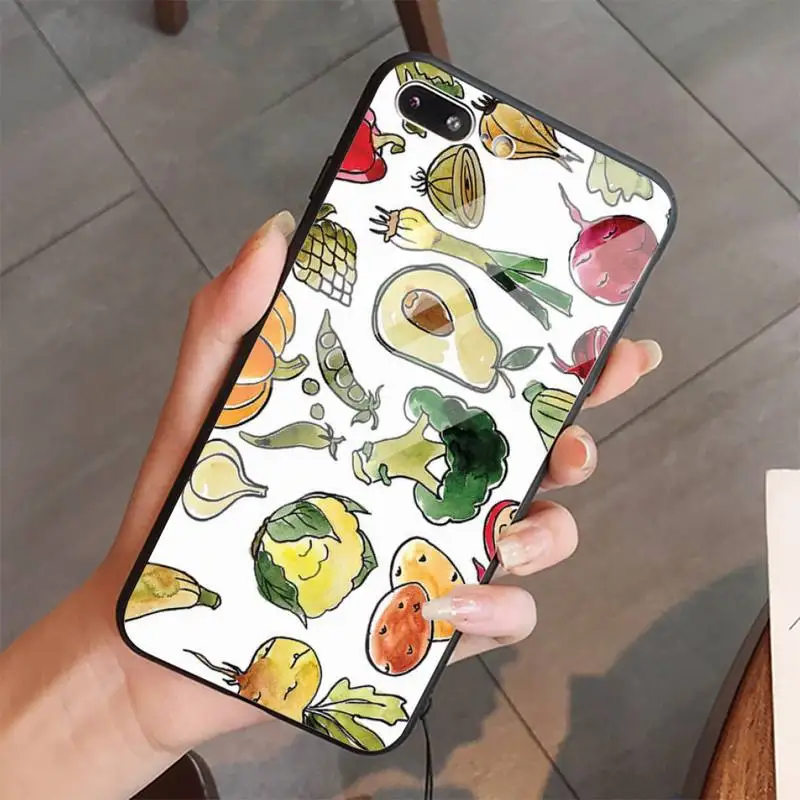 

Vegan Vegetables Veggies Phone Case Tempered glass For iphone 5C 6 6S 7 8 plus X XS XR 11 PRO MAX