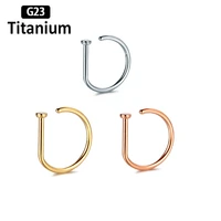 10pc dide g23 titanium piercing d shape nose rings hoop septum piercing bar pin nose studs body jewelry 18g 20g