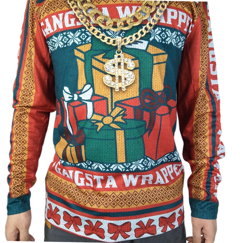 Футболка мужская с забавным 3D принтом рубашка гангста страшная Рождественская