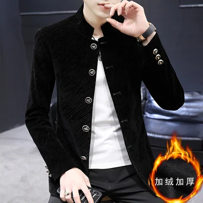 Новинка 2020 бархатный плотный мужской пиджак Корейская версия приталенного