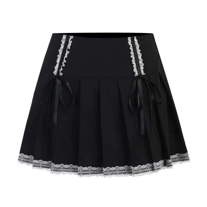 

Helisopus Harajuku Punk Dark Gothic Skirt Women Summer Bandage Lace Patchwork Mini Skirt High Waist A-line Grunge Skirt Clubwear