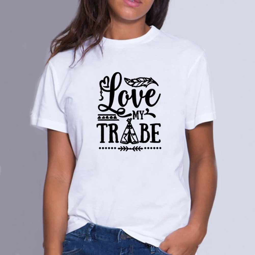 

Женские футболки Love My Tribe, хлопковая Футболка с принтом, круглым вырезом и коротким рукавом, черный, белый цвет