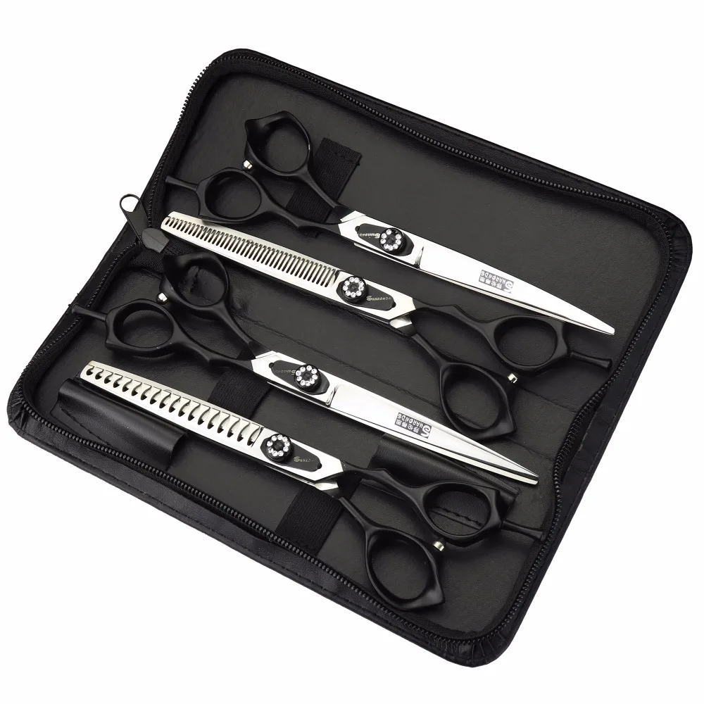 Профессиональные ножницы для стрижки волос черного цвета 7 дюймов японский набор