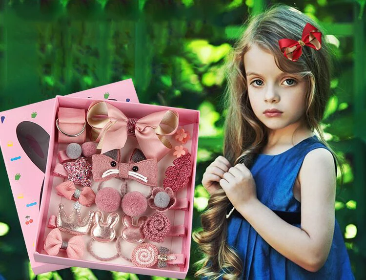 

18 шт. набор заколок для волос милые детские аксессуары для волос мультяшный головной убор для маленькой девочки головной убор с бантом коль...