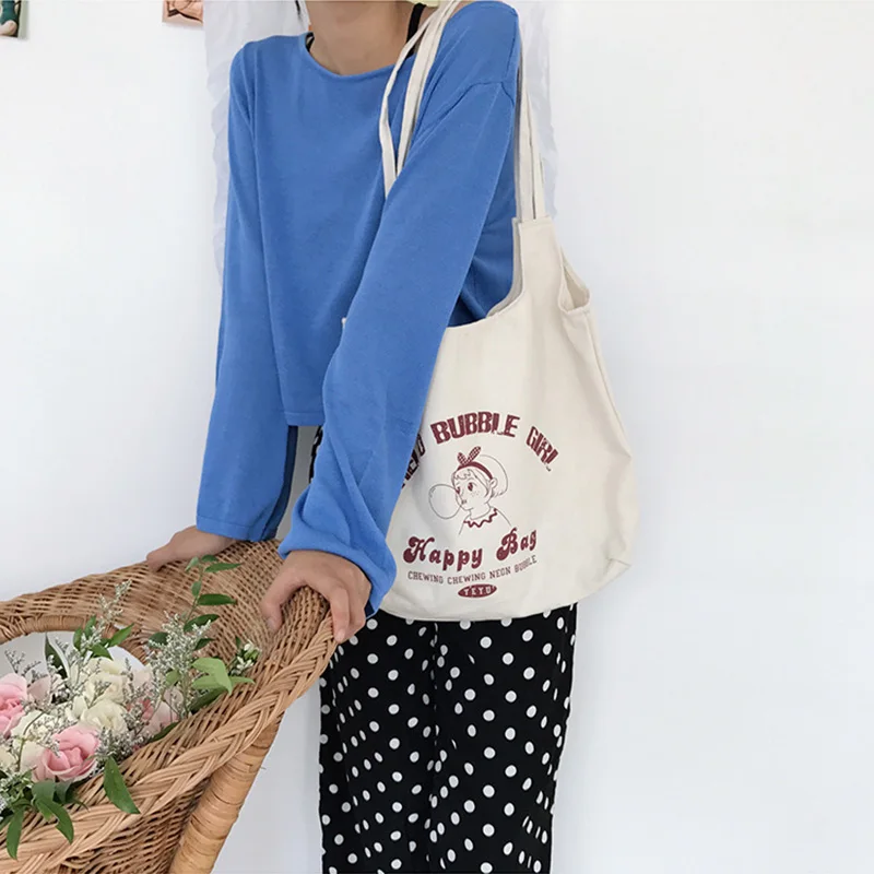 

Women Girl Shoulder Bag Large Capacity Canvas for Shopping Beach Travel Keys Best Sale-WT