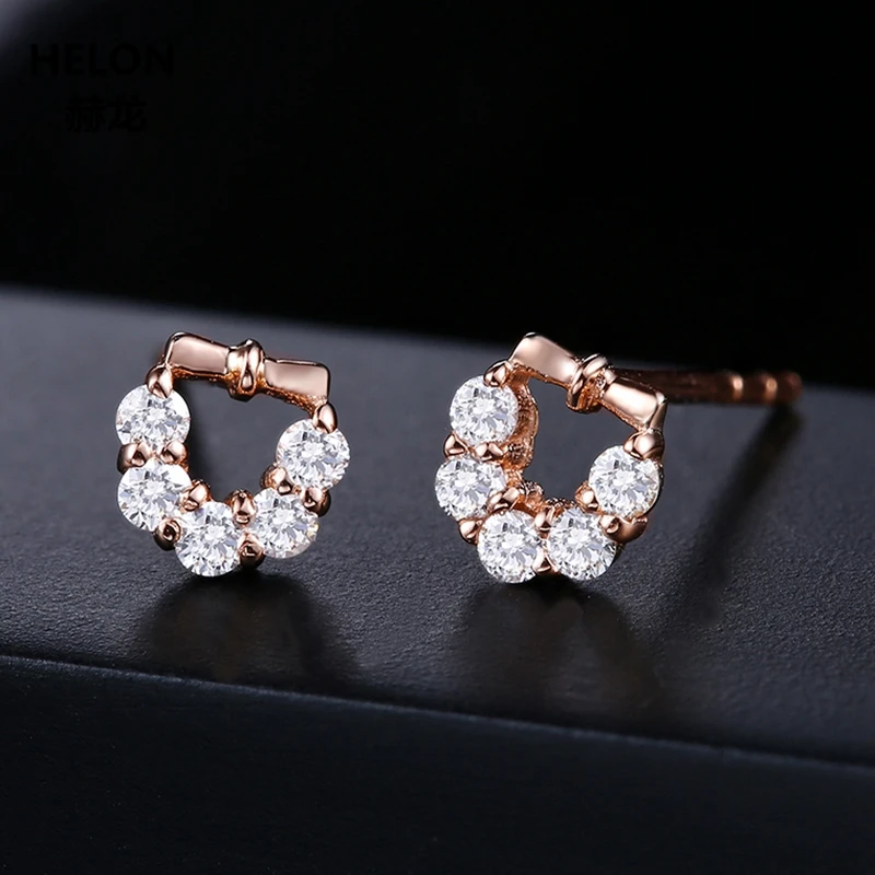 

SOLID 14K ROSE GOLD NATURAL TOPAZ STUD EARRINGS FOR WOMEN PARTY ENGAGEMENT WEDDING FINE JEWELRY EARRINGS TRENDY