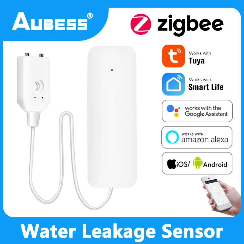 

Система сигнализации Aubess Tuya ZigBee для умного дома, датчик утечки воды, детектор уровня воды для Smart Life, Alexa Google
