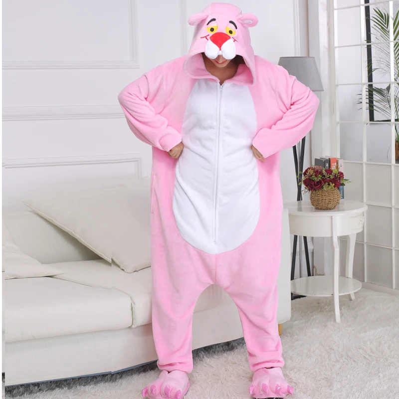 кигуруми для взрослых Розовая пантера животных пижамы молнии мультфильм