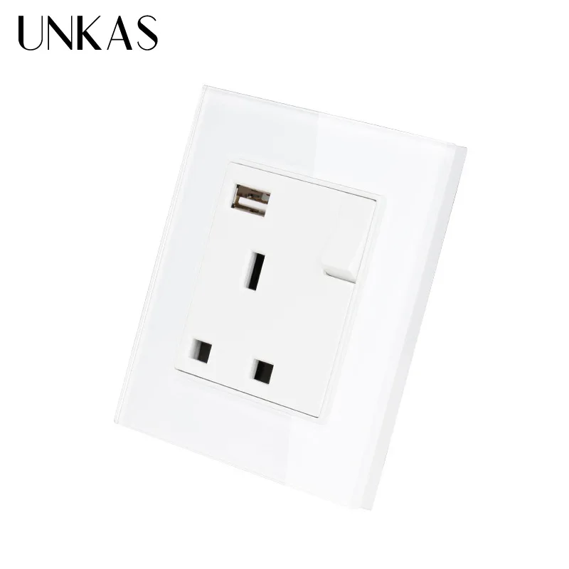 UNKAS Выход 5V 2.1A с украшением в виде кристаллов Стекло Панель 3 отверстия