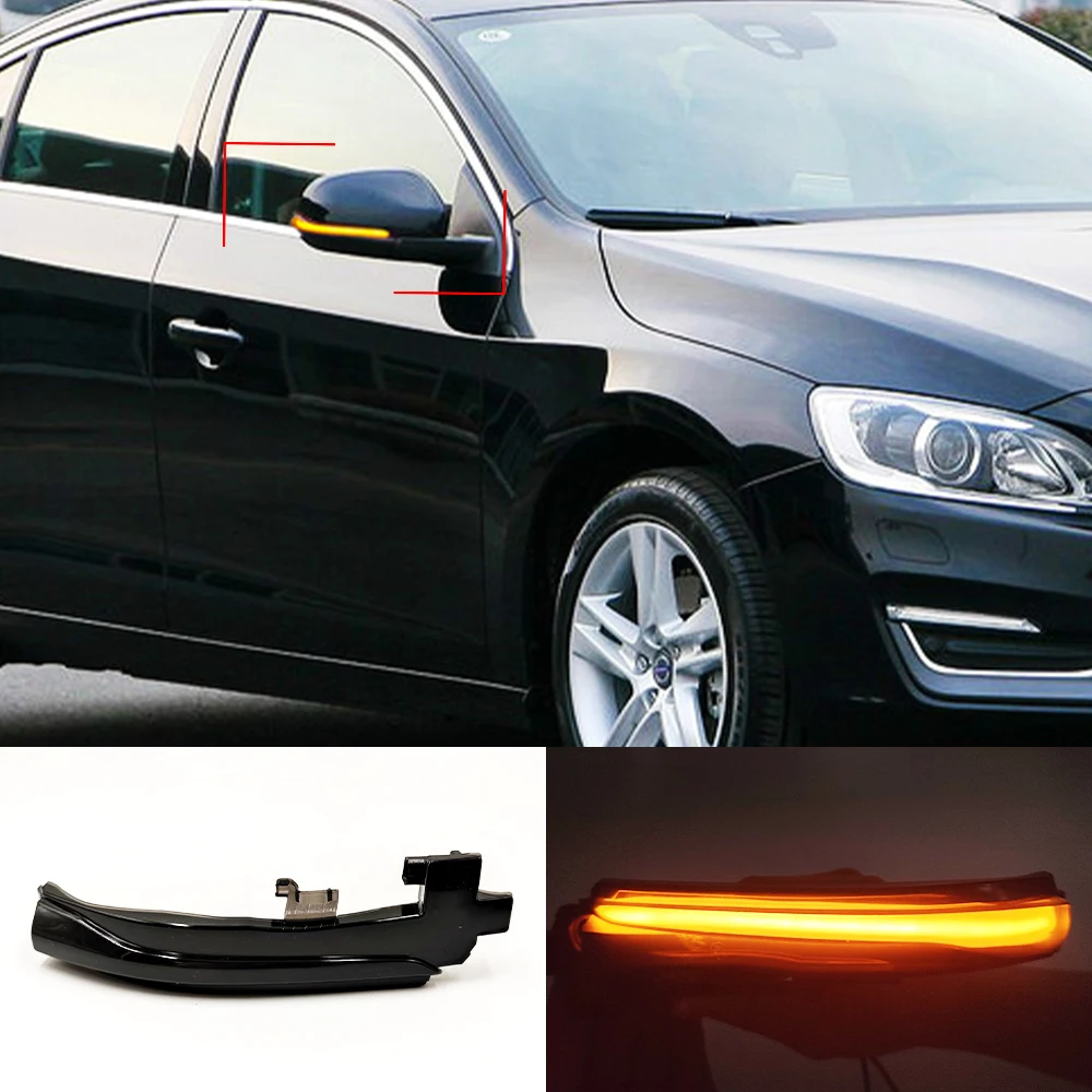 2PCS For Volvo V40 CC II V60 S60 2011-2018 S80 V70 III LED Dynamic Turn Signal Light Side Mirror Sequential Blinker Lamp - купить по