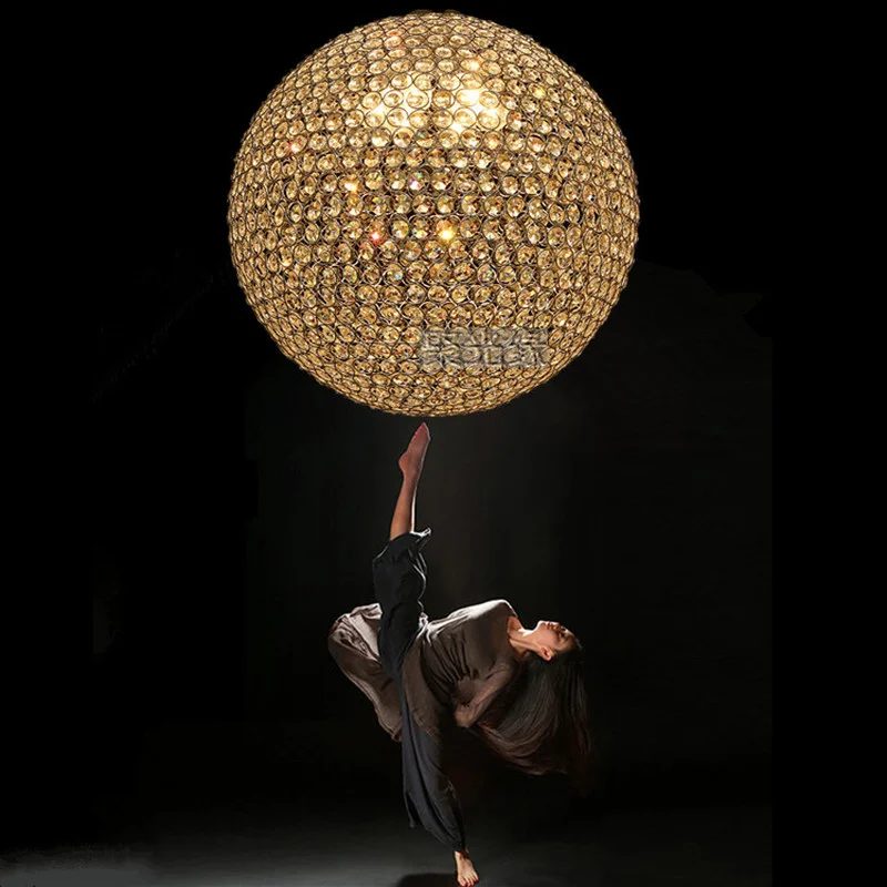 Круглая хрустальная люстра роскошная светодиодная лампа для ресторана спальни