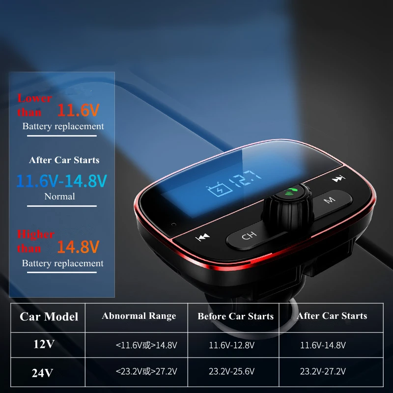 Многофункциональный Автомобильный MP3-плеер Bluetooth 4 2 FM-передатчик USB-порта |