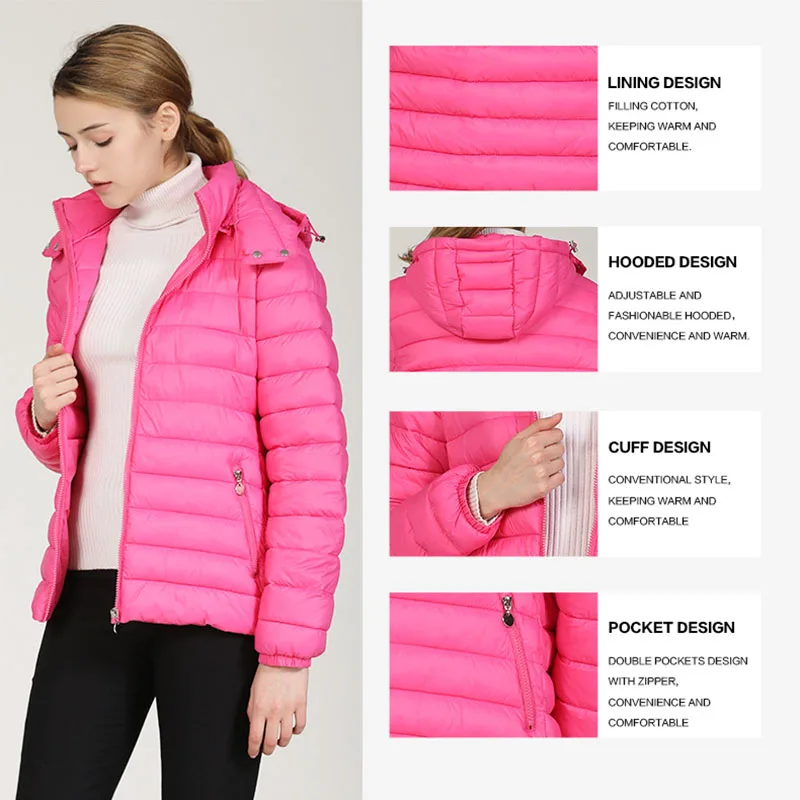 

Women's 2020 Cross-border Cotton Coat Female Casual Short Cotton Clothing Slim Hooded Solid Color Autumn Winter Padded Coat Q138
