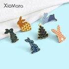 Милые кролики эмаль на булавке на Треугольники дизайном в виде волнистых линий, броши с изображением деревьев рюкзак значки подарки для тех, кто любит Банни пользовательские Jewely