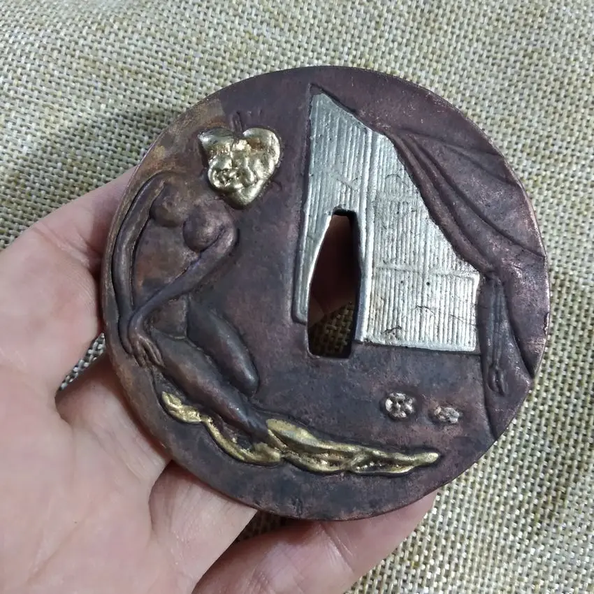 Винтажный прилегающий меч Tsuba аксессуар чистая медь Цуба для японской катаны