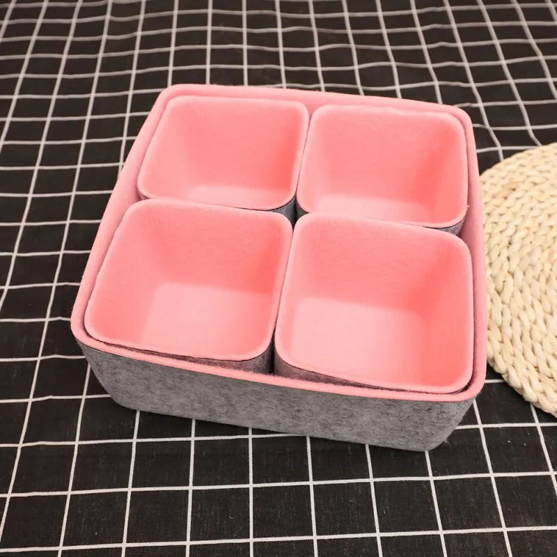 

5pcs/set Foldable Desktop Storage Basket Sundries Storage Box Cosmetic Organizer Jewelry Scarf Socks Storage Basket Bags
