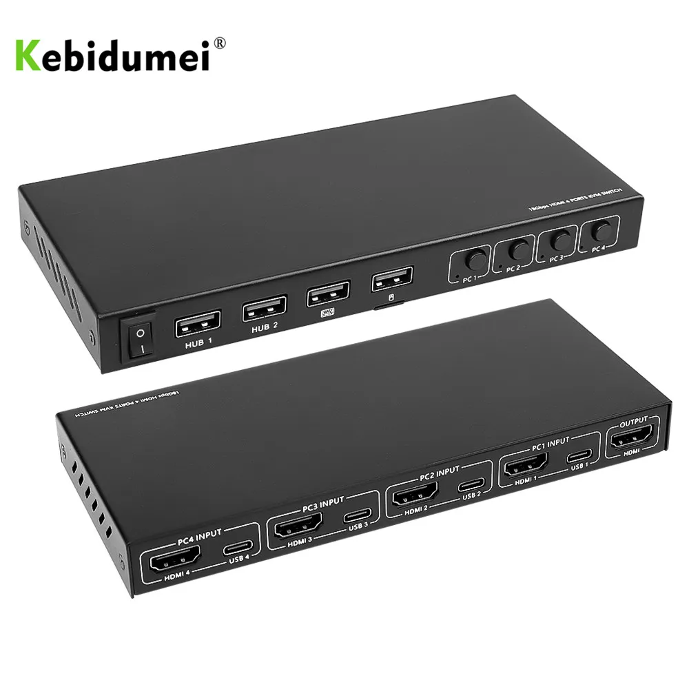 USB KVM коммутатор с 2/4 портами 4K разветвитель для совместного использования