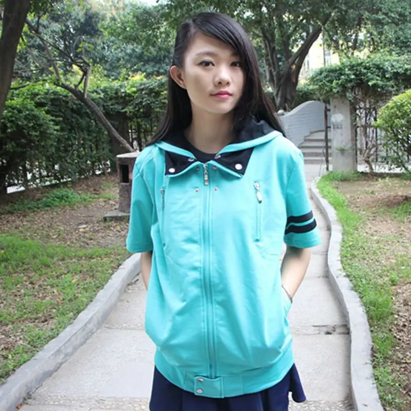 Japan Anime Tokyo Ghoul Cosplay Costume Ken Kaneki Zipper Coat Unisex Hoodie Short Sleeve Jackets for Summer Autumn |