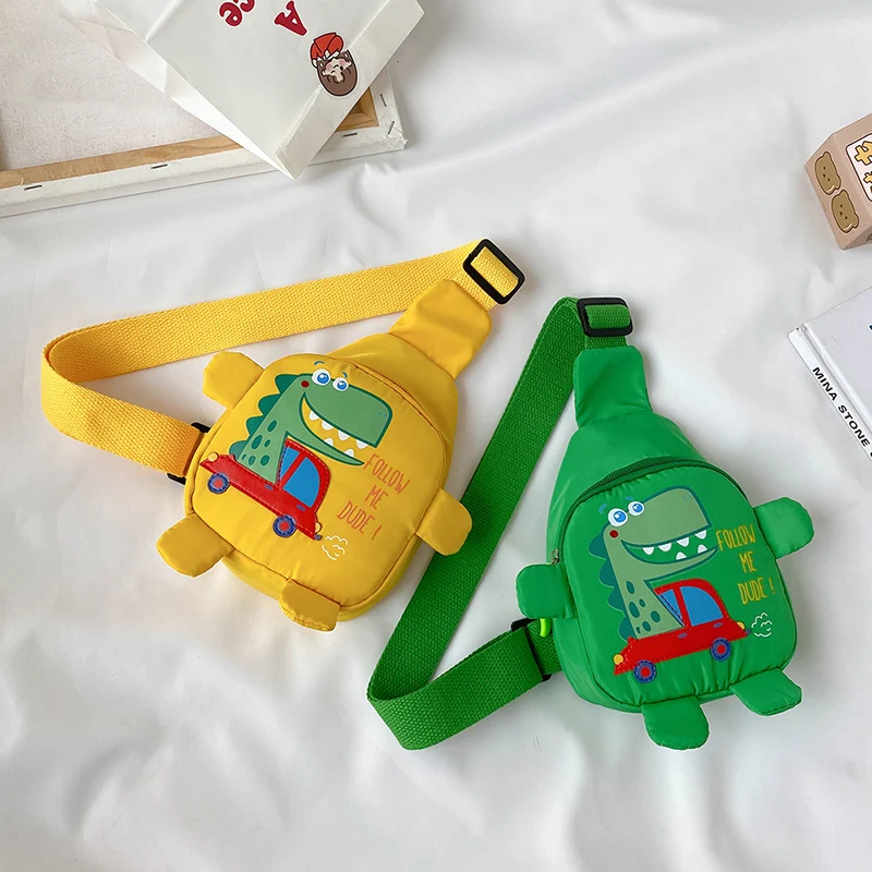 

2021 Cute Cartoon Toddler Baby Harness Outdoor Travel Backpack Children's Bags Unisex Cross-body Handsome Dinosaur Chest Bag