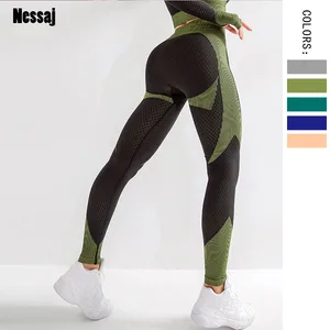 Женские Бесшовные Леггинсы для фитнеса Nessaj, эластичные дышащие леггинсы с высокой талией, 15%