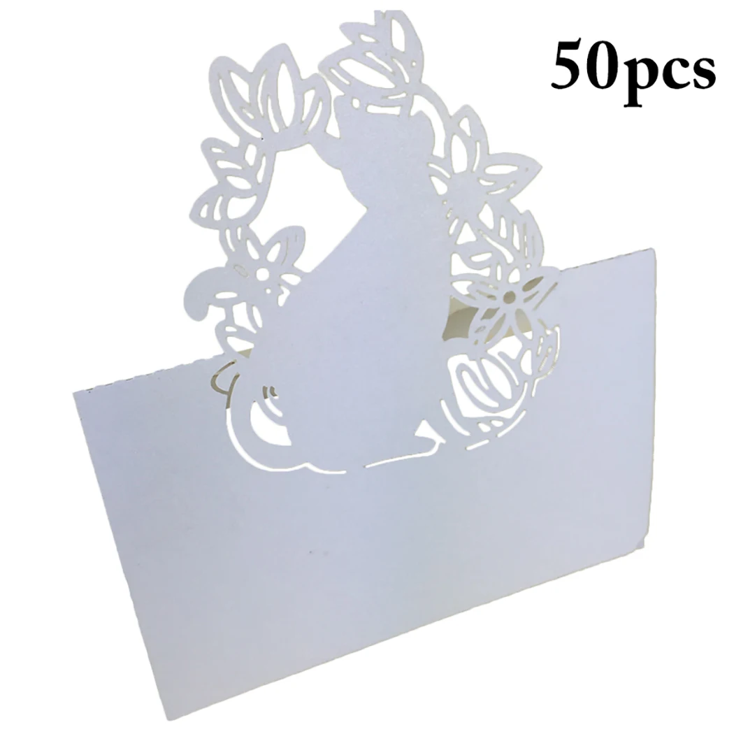 

50pcs Seat Table Place Cards Name Card Party Decoration Laser Cut Guest Card for Wedding Christmas Party Decor Paper Favor